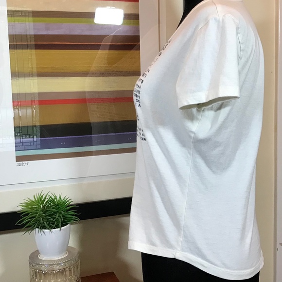 Calvin Klein Women’s White Short Sleeve V-Neck LogoT-Shirt - Picture 4 of 12